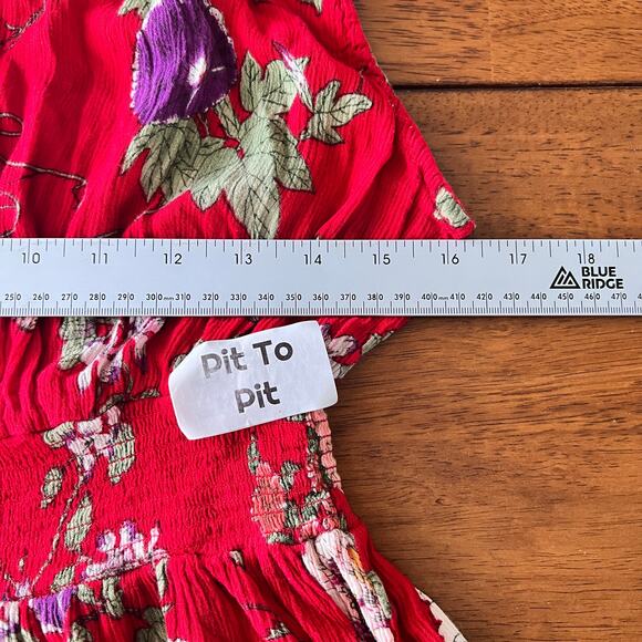 Bila Womens M Dress Floral Smocked Peasant Bohemian Sundress Festival Boho Flowy - Picture 7 of 9
